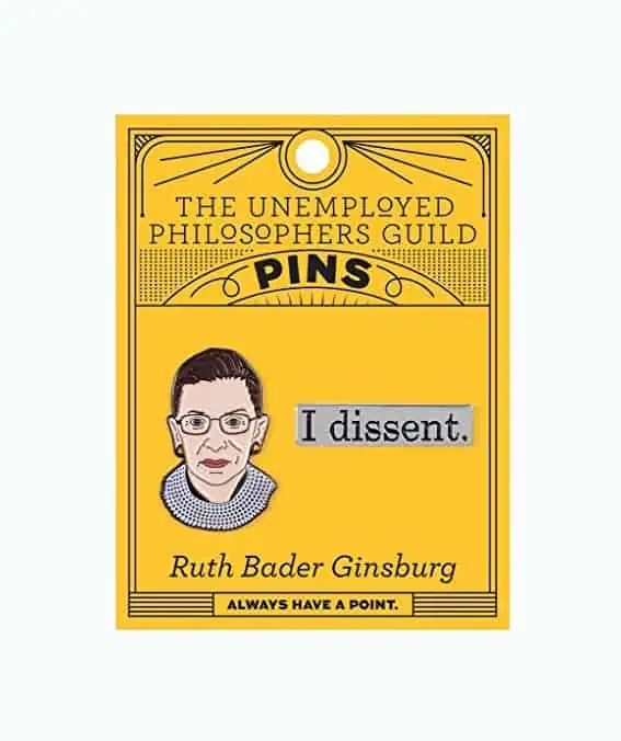 Product Image of the RBG and “I Dissent” Enamel Pin Set