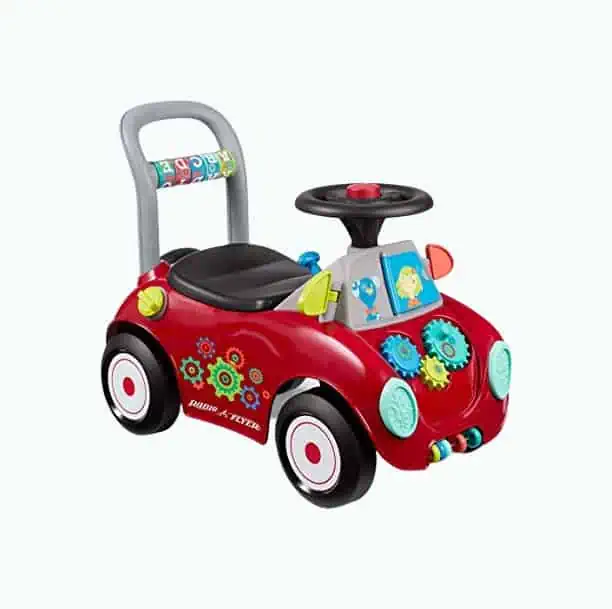Product Image of the Radio Flyer Busy Buggy, Sit to Stand Toddler Ride On Toy, Ages 1-3, Red Kids...