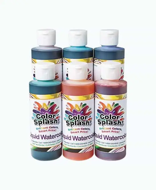 Product Image of the S&S Worldwide Color Splash! Liquid Watercolor Paint, 6 Vivid Colors, 8-oz...