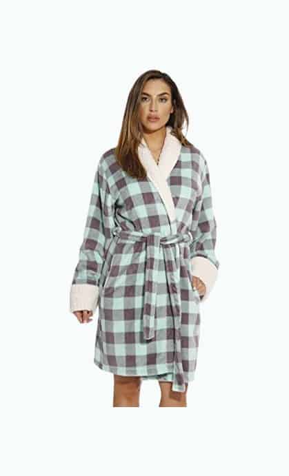 Silver Lilly Womens Sherpa Trim Fleece Robe with Hood - Full  Length Warm Plush Luxury Bathrobe (Purple, Large-X-Large) : Clothing, Shoes  & Jewelry