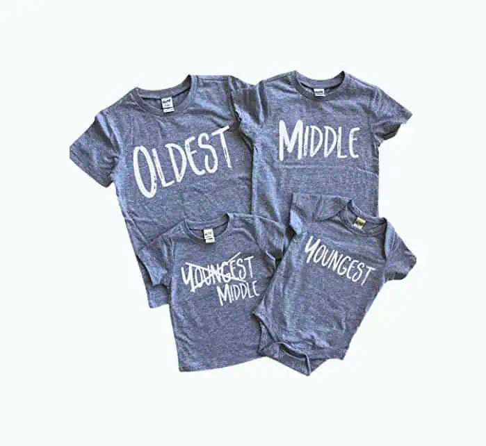 Product Image of the Sibling shirts set of 4 4th pregnancy announcement matching shirts for kids