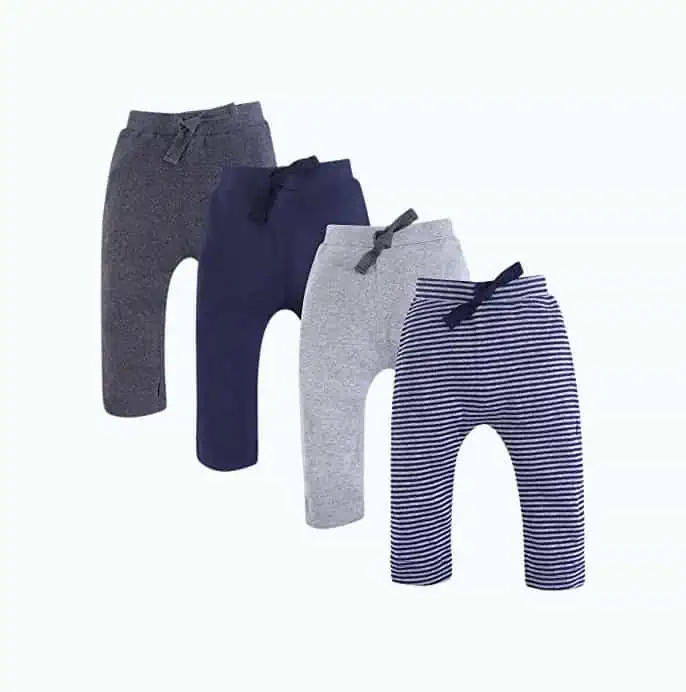 Product Image of the Touched by Nature Unisex Baby Organic Cotton Pants, Navy Gray, 0-3 Months