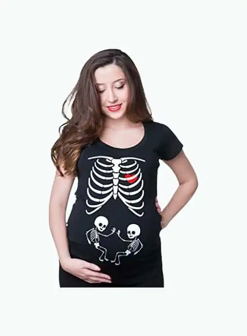 Product Image of the Twin Pregnancy Shirts for Women X-Ray Maternity Twins Tshirt Womens Baby Shower...