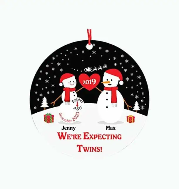 Product Image of the We're Expecting Twins Christmas Ornament - Personalized Christmas Ornament...