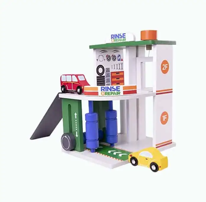 Product Image of the Wooden Playset with Car Wash