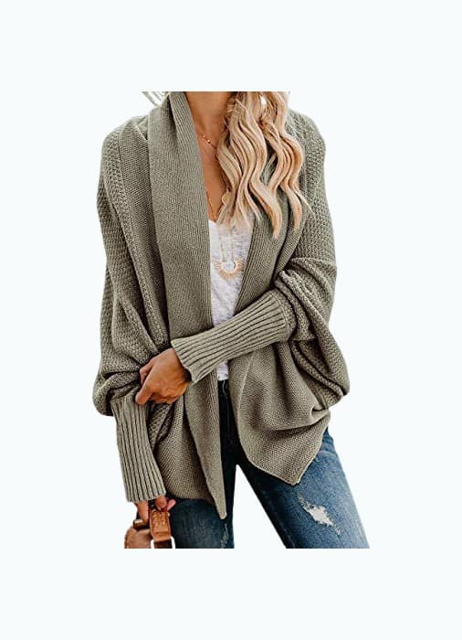 Product Image of the Ybenlow Womens Kimono Open Front Cardigan Sweaters Batwing Sleeve Shawl Collared...