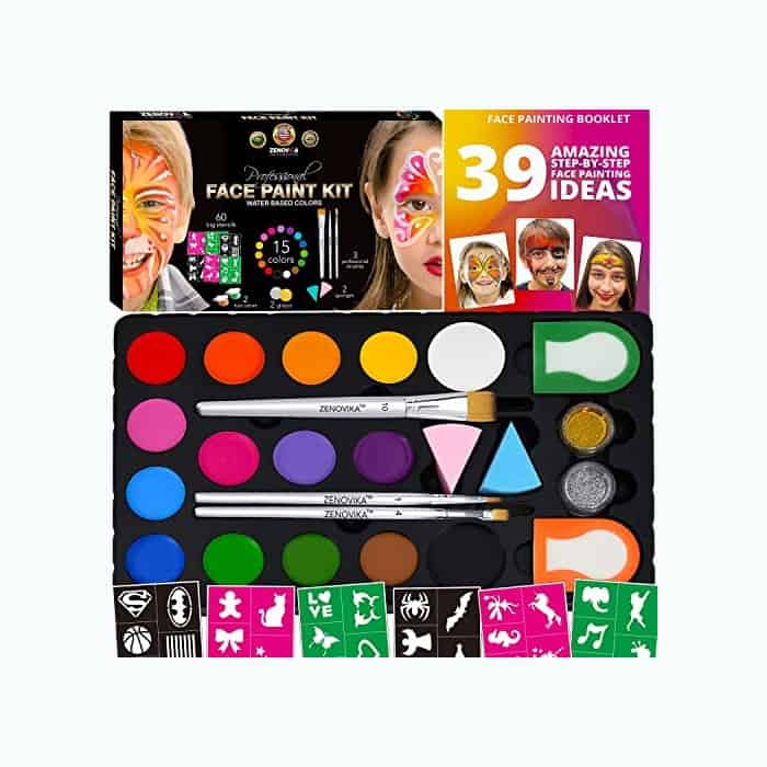  Zenovika Face Painting Kit for Kids - Non-Toxic and