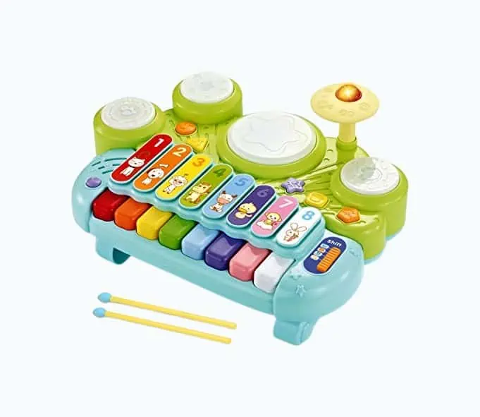 Product Image of the fisca 3 in 1 Musical Instruments Toys, Electronic Piano Keyboard Xylophone Drum...